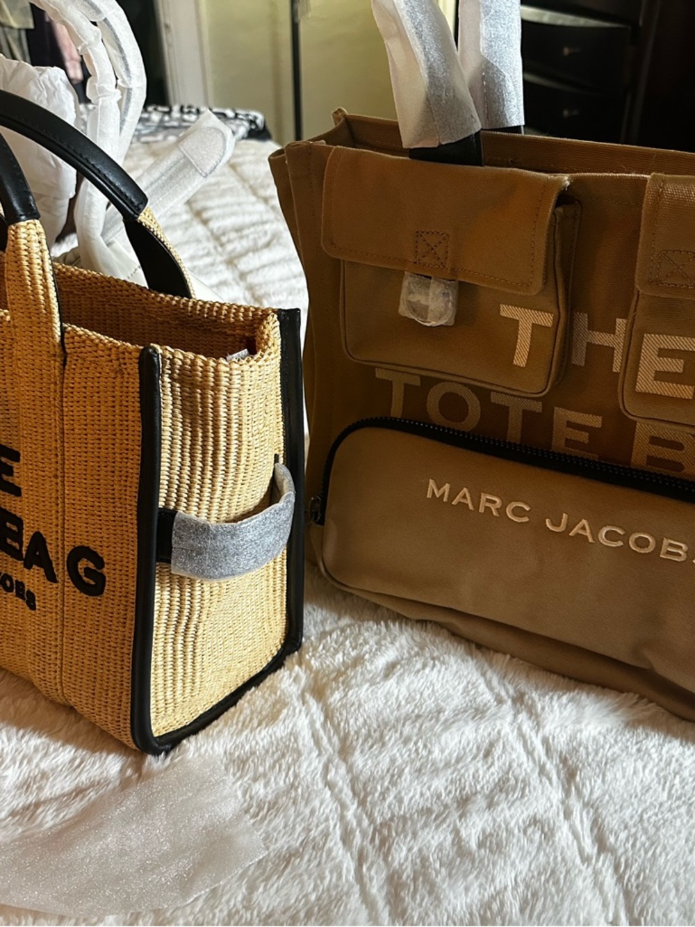 Marc Jacobs Cognac Suede Ruched Tote with Gold-Tone Accent - Picture 7 of 8